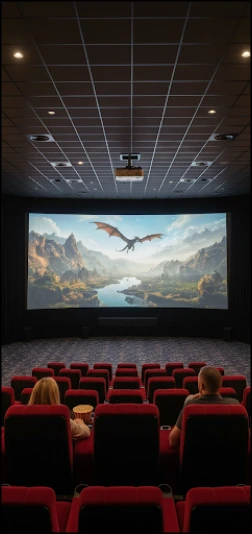 Cozy cinema room with projected screen at Nature's Home