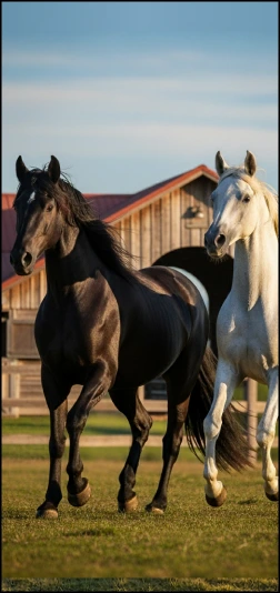Horses grazing near the stable at Nature's Home